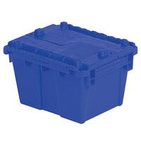 Orbis FP03 12" x 10" x 7" Stack-N-Nest Flipak Dark Blue Industrial Tote Box with Hinged Lockable Lid
