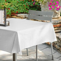 Choice 52 inch x 52 inch White Solid Vinyl Table Cover with Flannel Back