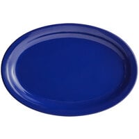 Acopa Foundations 11 1/2 inch x 8 inch Blue Narrow Rim Melamine Oval Platter - 12/Case