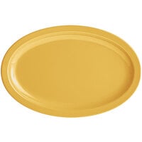 Acopa Foundations 12 3/4 inch x 8 1/2 inch Yellow Narrow Rim Melamine Oval Platter - 12/Case