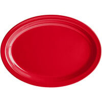 Acopa Foundations 13 1/4 inch x 9 1/2 inch Red Narrow Rim Melamine Oval Platter - 12/Case