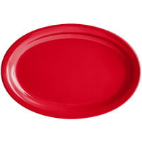 Acopa Foundations 11 1/2 inch x 8 inch Red Narrow Rim Melamine Oval Platter - 12/Case