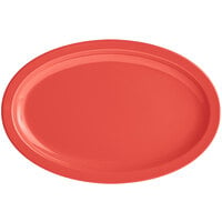 Acopa Foundations 12 3/4" x 8 1/2" Orange Narrow Rim Melamine Oval Platter - 12/Case