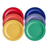 Acopa Foundations 10" Assorted Colors Narrow Rim Melamine Plates - 72/Case