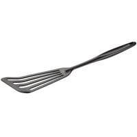 Tablecraft 10053 13 3/4 inch Black Silicone-Coated Stainless Steel Slotted Fish / Egg Turner / Spatula