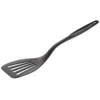 Tablecraft 10054 12 7/8 inch Black Silicone-Coated Stainless Steel Slotted Spatula / Turner