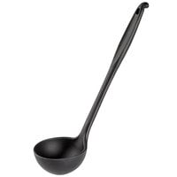 Tablecraft 10052 4 oz. Black Silicone-Coated Stainless Steel Serving Ladle with 9 5/8 inch Handle