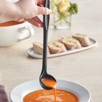 Tablecraft 10050 1 oz. Black Silicone-Coated Stainless Steel Serving Ladle with 9 1/2 inch Handle