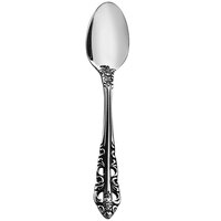 Walco 6829FS Classic Baroque 4 3/8 inch 18/10 Fieldstone Finish Stainless Steel Extra Heavy Weight Demitasse Spoon - 12/Case