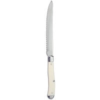 Walco 500151 Mountaintop 4 7/8 inch Stainless Steel Steak Knife with White Plastic Delrin Handle - 12/Case