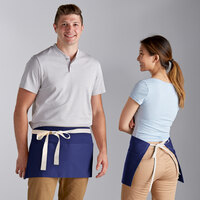 Choice Royal Blue Waist Apron with Natural Webbing and 3 Pockets - 12 inchL x 26 inchW