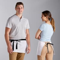 Choice White Waist Apron with Black Webbing and 3 Pockets - 12" x 26"