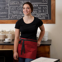 Choice Red Waist Apron with Black Webbing and 3 Pockets - 12 inch x 26 inch