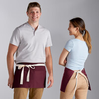 Choice Burgundy Waist Apron with Natural Webbing and 3 Pockets - 12 inchL x 26 inchW