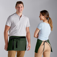 Choice Hunter Green Waist Apron with Black Webbing and 3 Pockets - 12 inch x 26 inch