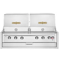 Crown Verity IBI482RDLP Infinite Series Liquid Propane 48" Built-In Grill with 2 Roll Domes, Bun Rack, Custom Fitted Cover, and Regulator - 84,000 BTU