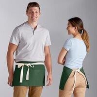 Choice Hunter Green Waist Apron with Natural Webbing and 3 Pockets - 12" x 26"