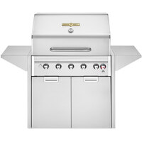Crown Verity EE-36M-NG Estate Elite Series 36" Natural Gas Grill with Roll Dome, Bun Rack, Two End Shelves, Two-Door Cabinet, and Cover - 79,500 BTU