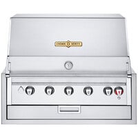 Crown Verity IBI36LP Infinite Series Liquid Propane 36" Built-In Grill with Roll Dome, Bun Rack, Custom Fitted Cover, and Regulator - 70,000 BTU