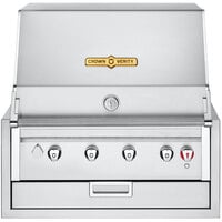 Crown Verity IBI30LP Infinite Series Liquid Propane 30" Built-In Grill with Roll Dome, Bun Rack, Custom Fitted Cover, and Regulator - 56,000 BTU