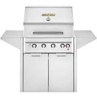 Crown Verity EE-30M Estate Elite Series 30" Liquid Propane Grill with Roll Dome, Bun Rack, Two End Shelves, Two-Door Cabinet, and Cover - 64,500 BTU