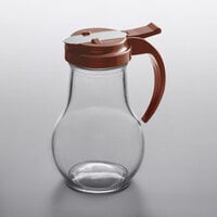 Vollrath 614-01 Dripcut® 14 oz. Glass Syrup Dispenser with Brown Plastic Top