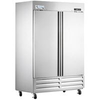 Avantco A Plus AP-49R 55 3/8" Stainless Steel Solid Door Reach-In Refrigerator