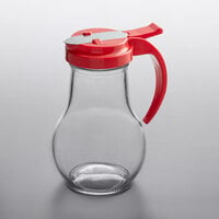 Vollrath 614-02 Dripcut® 14 oz. Glass Syrup Dispenser with Red Plastic Top