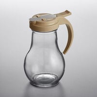 Vollrath 614-18 Dripcut® 14 oz. Glass Syrup Dispenser with Almond Plastic Top