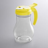 Vollrath 1412-08 Dripcut® 10 oz. Clear Polycarbonate Teardrop Syrup Server with Yellow Top
