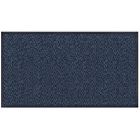 Lavex Chevron Rib 6' x 60' Blue Antimicrobial PET Fiber Indoor Entrance Mat - 3/8 inch Thick