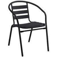 Lancaster Table & Seating Black Powder-Coated Aluminum and Steel Outdoor Arm Chair