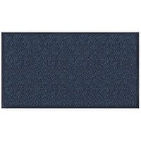 Lavex Chevron Rib 2' x 3' Blue Antimicrobial PET Fiber Indoor Entrance Mat - 3/8 inch Thick