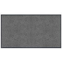 Lavex Plush Dilour 2' x 3' Gray Antimicrobial PET Fiber Indoor Entrance Mat - 3/8 inch Thick