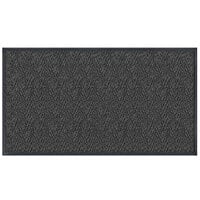 Lavex Chevron Rib 2' x 3' Charcoal Antimicrobial PET Fiber Indoor Entrance Mat - 3/8 inch Thick