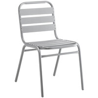Lancaster Table & Seating Chrome Powder-Coated Aluminum and Steel Outdoor Side Chair