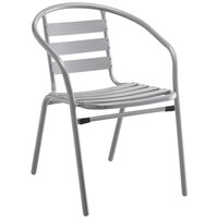 Lancaster Table & Seating Chrome Powder-Coated Aluminum and Steel Outdoor Arm Chair