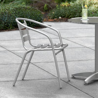 Lancaster Table & Seating Chrome Powder-Coated Aluminum and Steel Outdoor Arm Chair