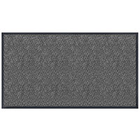 Lavex Chevron Rib 3' x 5' Gray Antimicrobial PET Fiber Indoor Entrance Mat - 3/8" Thick