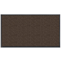 Lavex Needle Rib 3' x 6' Brown Antimicrobial PET Fiber Indoor Entrance Mat - 3/8 inch Thick