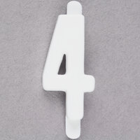 3/4 inch White Molded Plastic Number 4 Deli Tag Insert - 50/Set