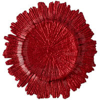 10 Strawberry Street SPR340 13 3/4 inch Sponge Red Glass Charger Plate