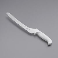Choice 10 inch Serrated Offset Bread Knife with White Handle