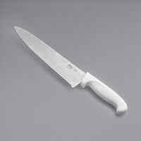 Choice 10 inch Serrated Chef Knife with White Handle