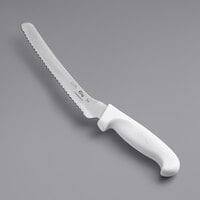 Choice 8 inch Serrated Offset Bread Knife with White Handle