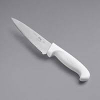 Choice 6 inch Serrated Chef Knife with White Handle