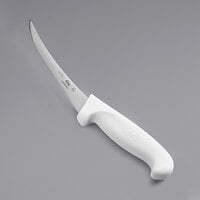 Choice 5" Curved Semi-Stiff Boning Knife with White Handle