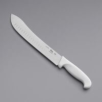 Choice 10 inch Granton Edge Butcher Knife with White Handle