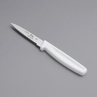 Choice 3 inch Serrated Edge Paring Knife with White Handle