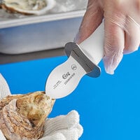 Choice 2 inch Frenchman Style Oyster Knife with Guard and White Handle